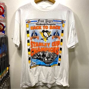 M-L. VINTAGE PITTSBURGH PENGUINS 92 SINGLE STITCH SOUVENIR EDITION
